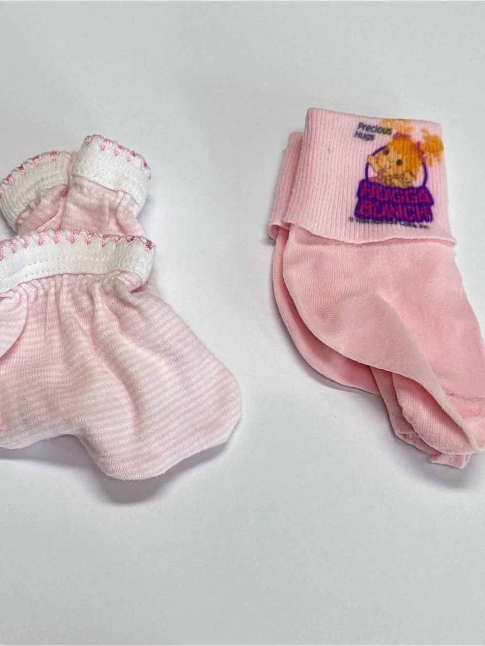 VTG Lot/12 NB Baby Cuff & Ankle Socks and Booties and Headband with Flower Trim